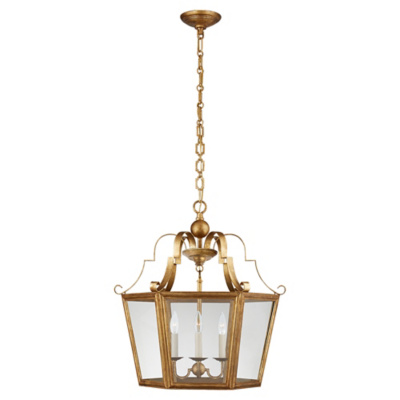 Francoise Medium Lantern in Gilded Iron with Clear Glass